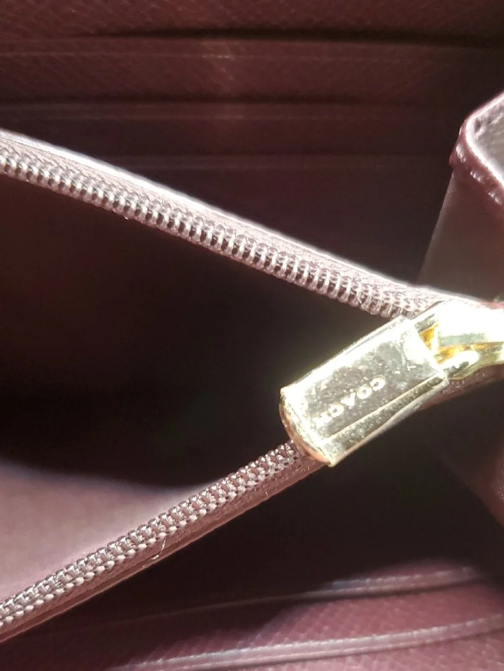 Coach Pink Two-Tone With Red Zip-Around Wallet